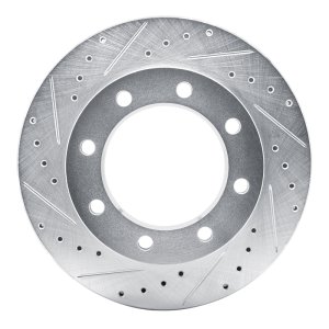 Chevrolet V3500 Pickup Brake Rotor (1) - Front Left - R1 Concepts - Drilled & Slotted - Silver - `77-`00